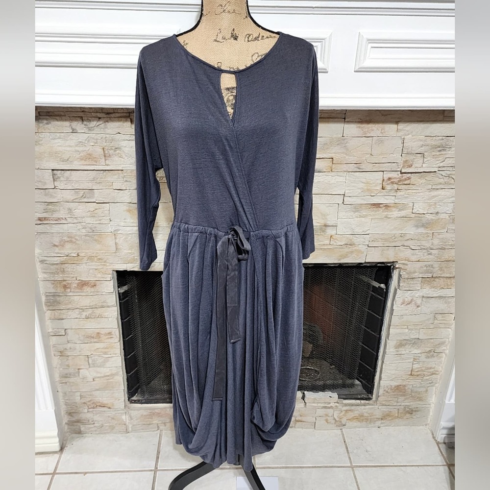 Free People‎ Boho Grey Dress Lagenlook Oversized Women's XS has pockets